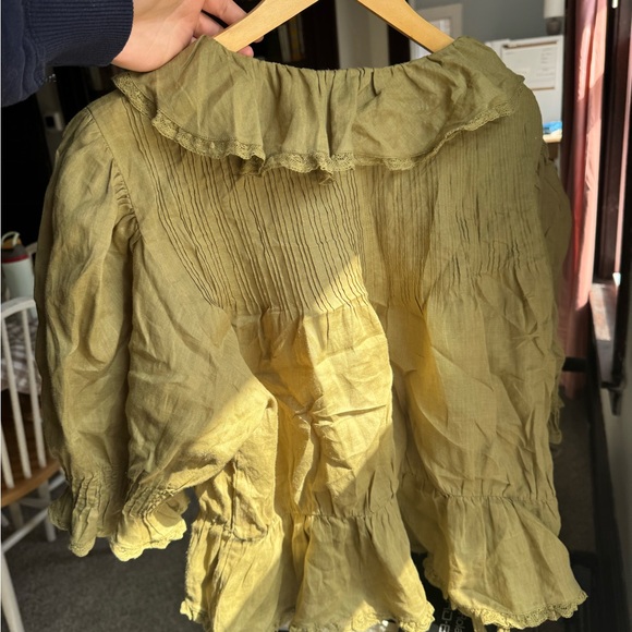 Doen Chartreuse Ruffle Blouse - Picture 2 of 11